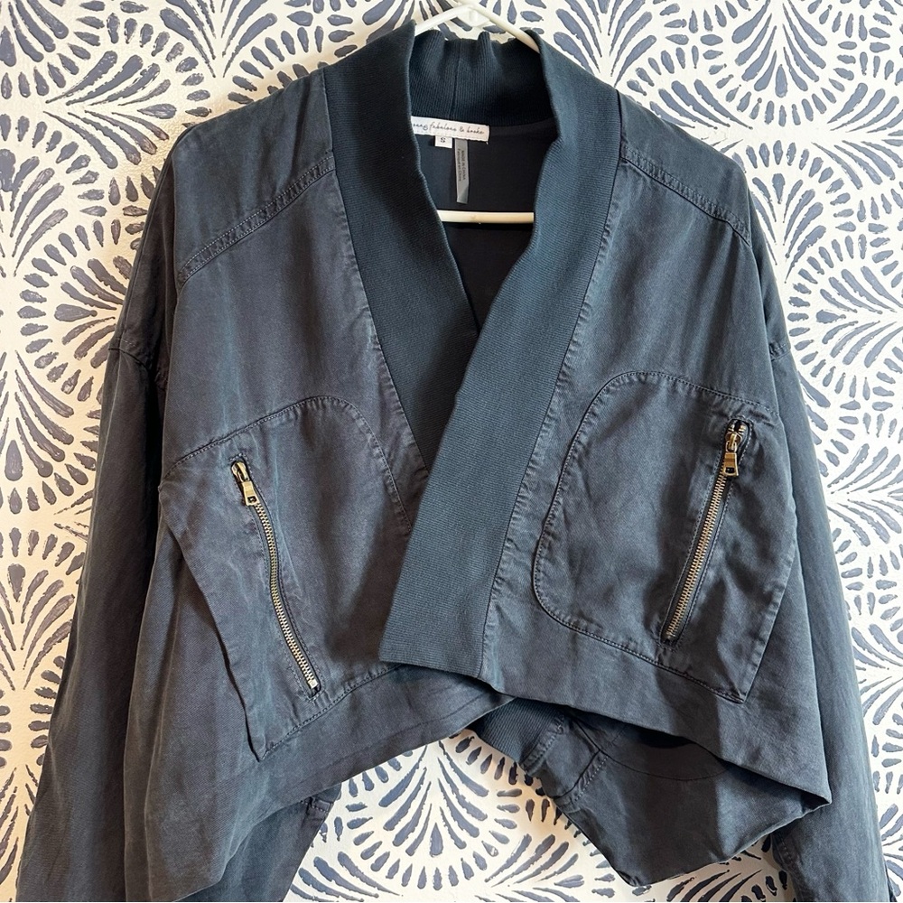 Young Fabulous & Broke Fara Cropped Black Utility Open Front Jacket